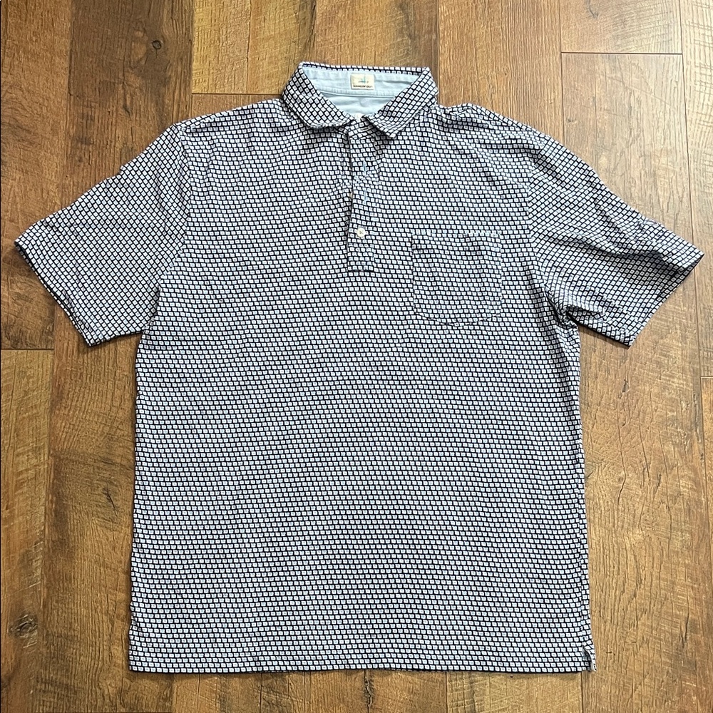 johnnie-O Navy and White Geometric Polo Shirt